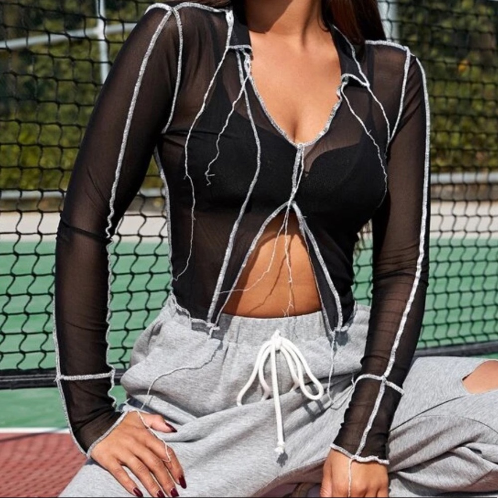 SHEIN Open Front Blouse